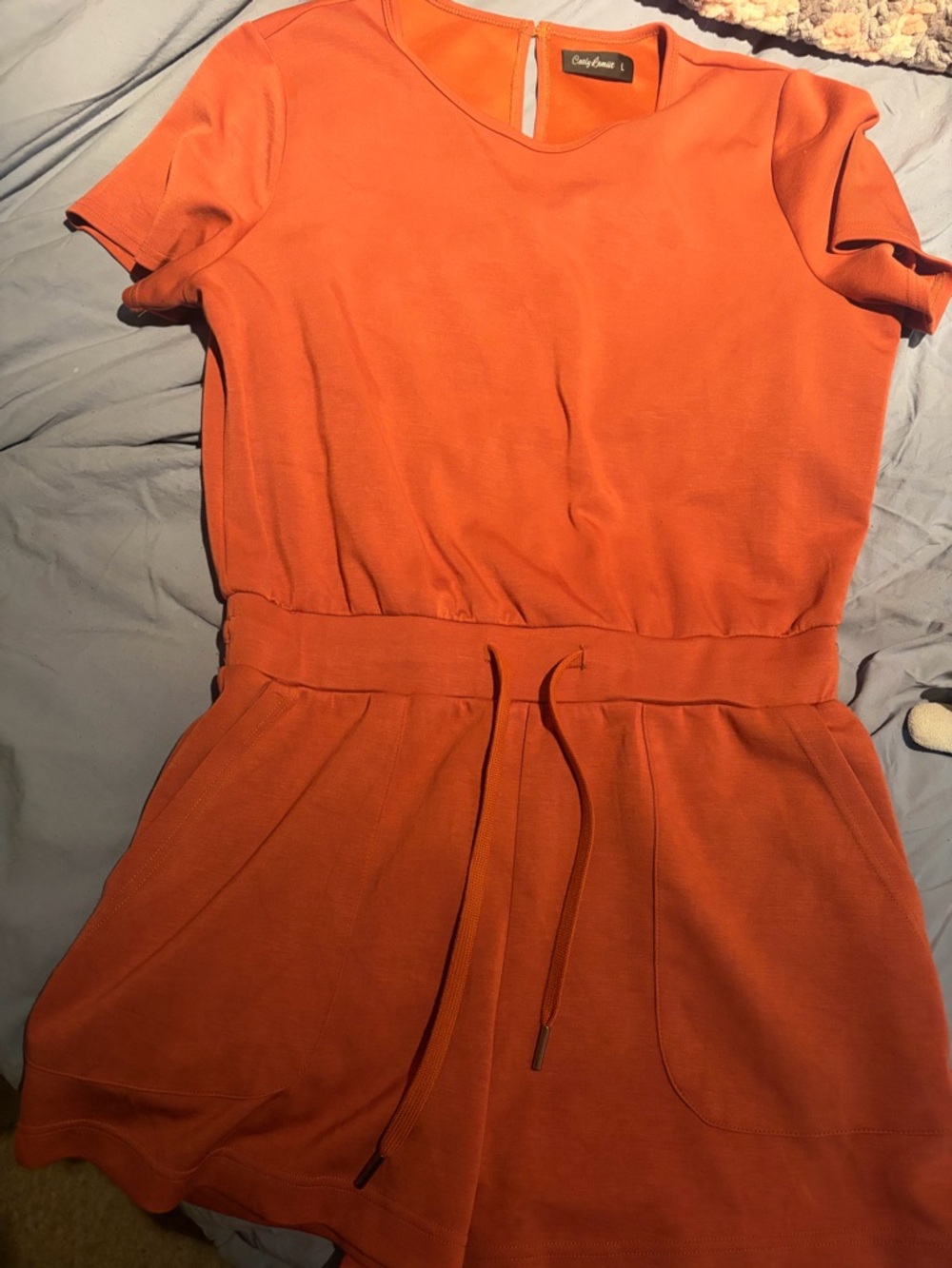 Cozy Casual burnt Orange/brown Short Sleeve Romper.